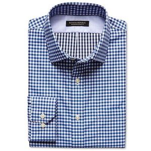 Men’s Blue Plaid Dress Shirt